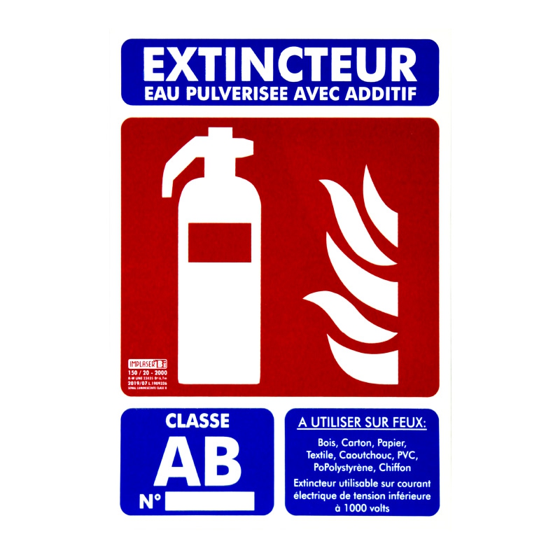 Plaque Extincteur Eau